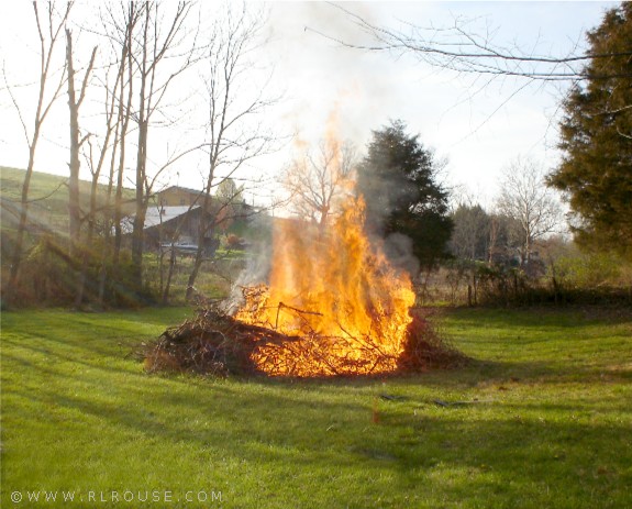 A burning brush pile.