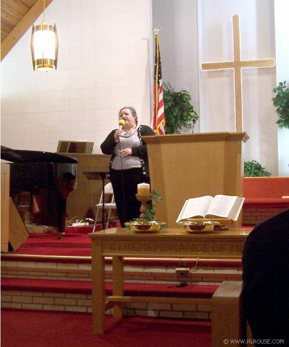 Elaine Coe singing at Chilhowie, Virginia's First Church Of God.