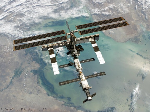 Looking down on the International Space Station.