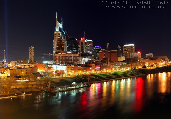 A nighttime view of Nashville, TN.