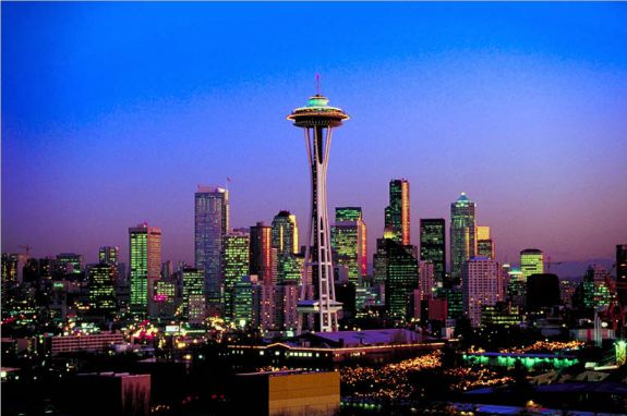 The Seattle Space Needle At Night