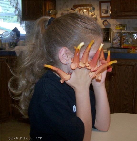 Abby showing off her "witch fingers".