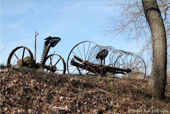 Antique hay rake and mowing machine.