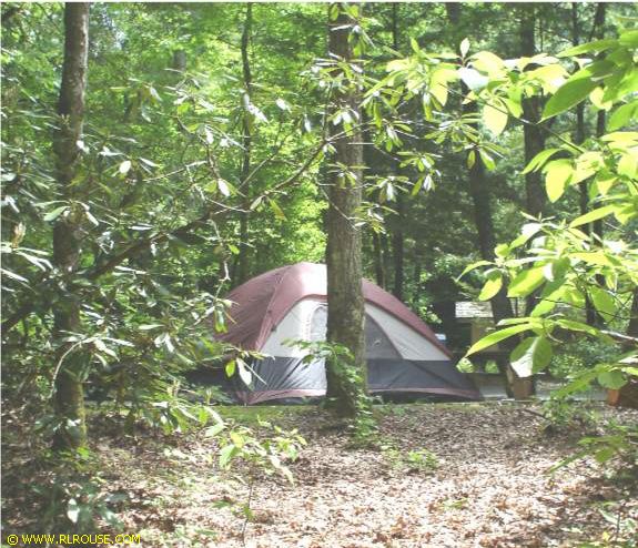 A campsite at Backbone Rock.