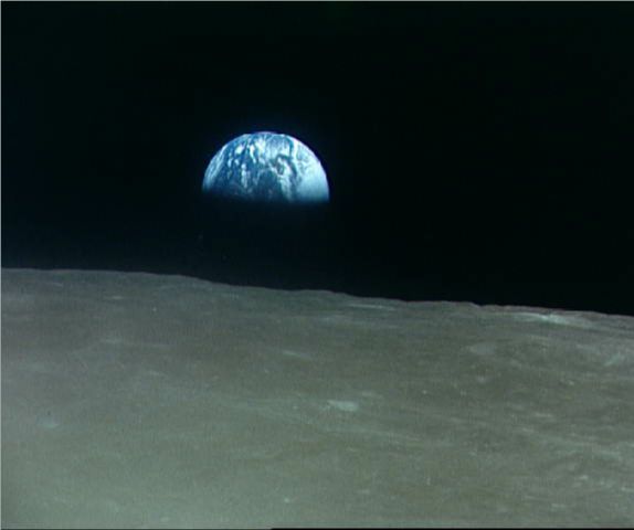 An earthrise photographed by the Apollo 16 astronauts.