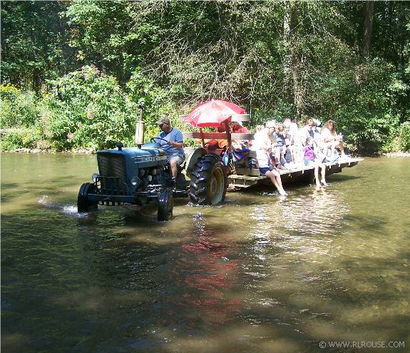 The Thomas Family Reunion Hayride "fording" the river.
