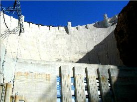 Closeup view of Hoover Dam.