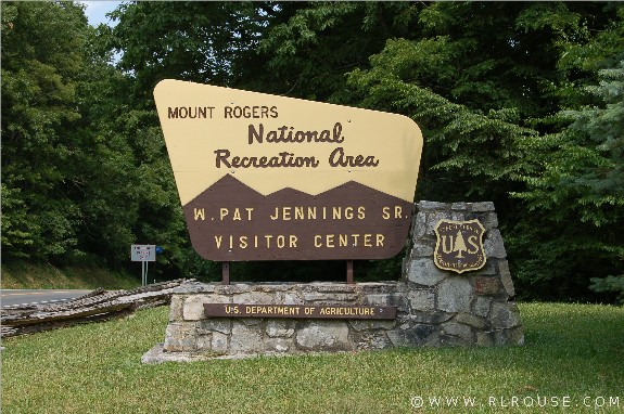 The Mt Rogers National Recreation Area sign.