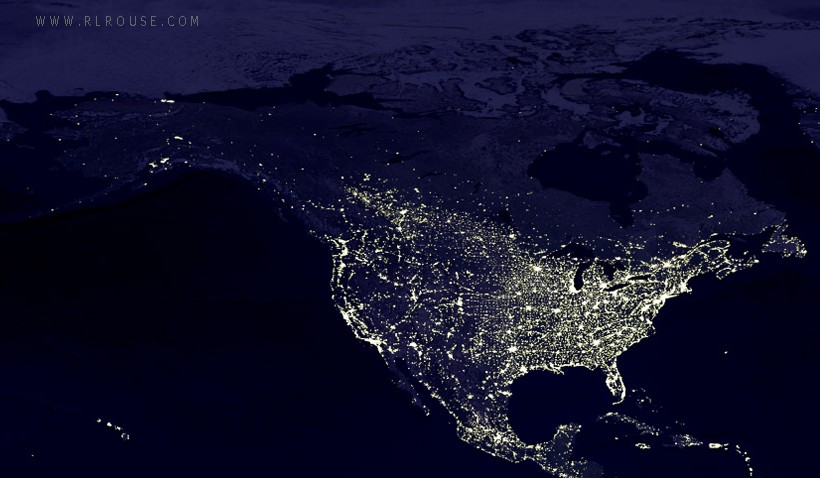 Nighttime view of North America.
