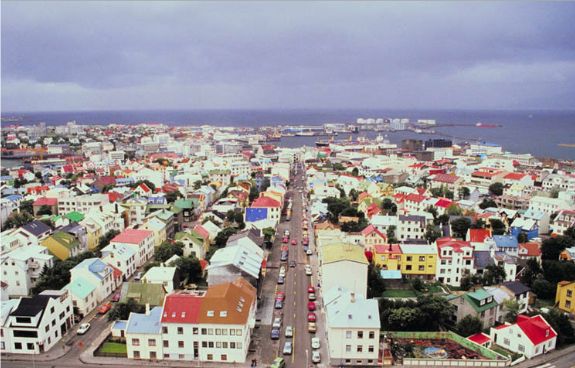 The colorful rooftops of Reykjavik, Iceland.