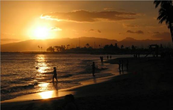 Sunset On Waikiki Beach