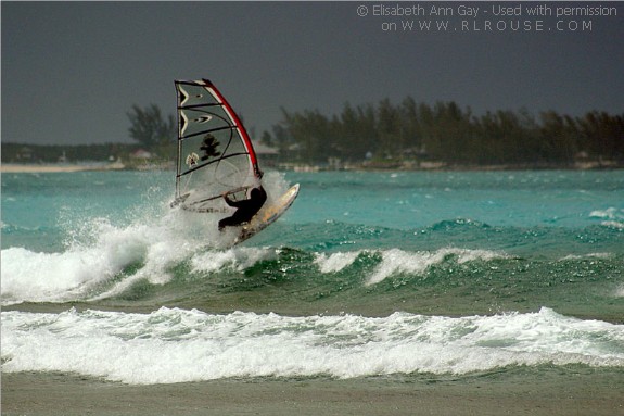 Windsurfing in the Bahamas.
